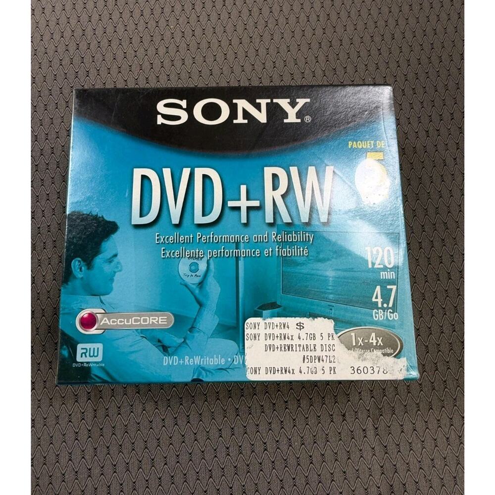 SONY DVD RW DVD 120 min 4.7 GB 1x 4x Speed 5 Pack Sealed New